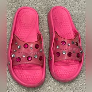Marc Jacob's pink slides with clear and pink jewels.